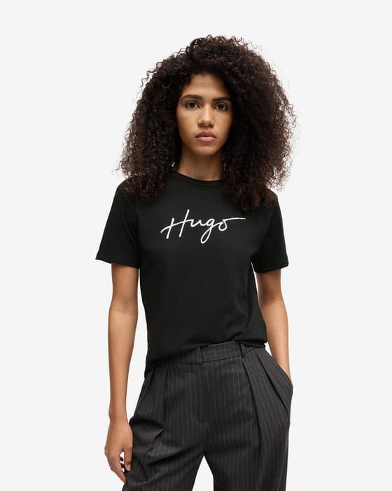 Camiseta HUGO Damacia manga corta negro oscuro mujer