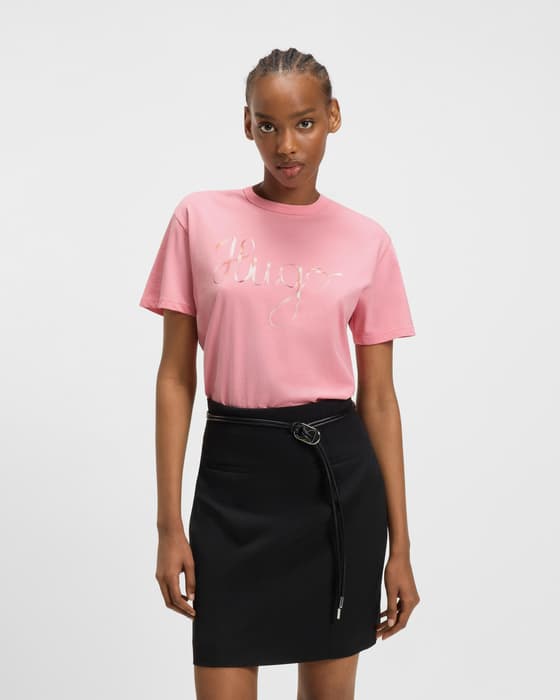 Camiseta HUGO Damacia manga corta rosa mujer