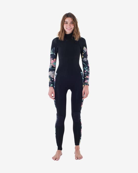 Traje neopreno Hurley Plus Printed 4/3 mm negro rosa blanco mujer