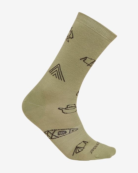 Calcetines Icebreaker Merino Lifestyle Ultralight Crew Camp Essentials verde caqui negro