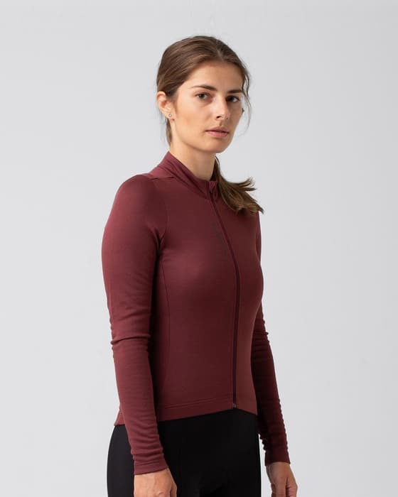 Maillot Isadore Signature Thermal manches longues rouge foncé noir femme