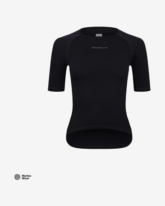 Camiseta interior Isadore Merino manga corta negro mate mujer