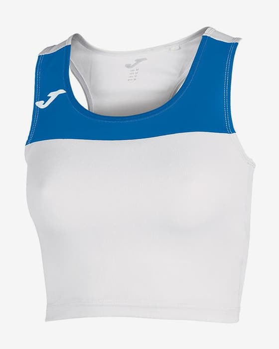 Camiseta Joma Race tirantes blanco azul mujer
