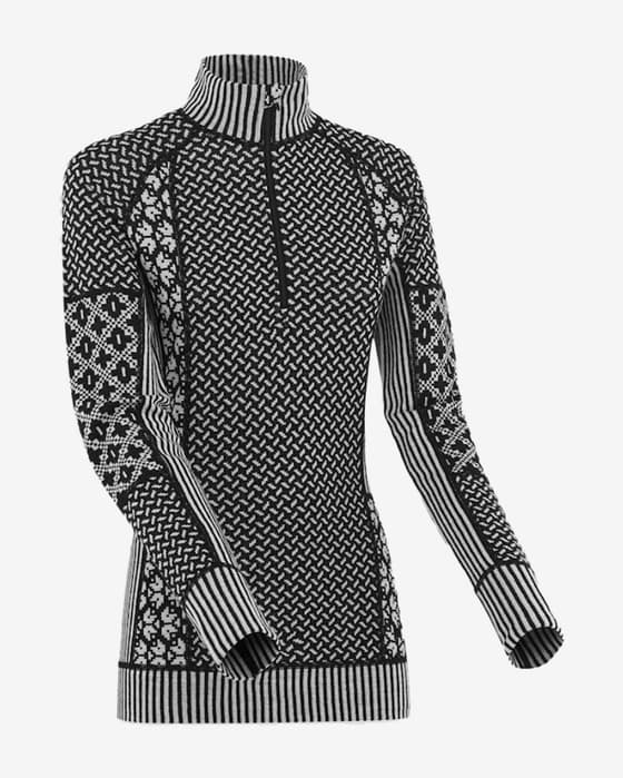 Camiseta interior Kari Traa Smekker Half-Zip manga larga gris oscuro negro mujer