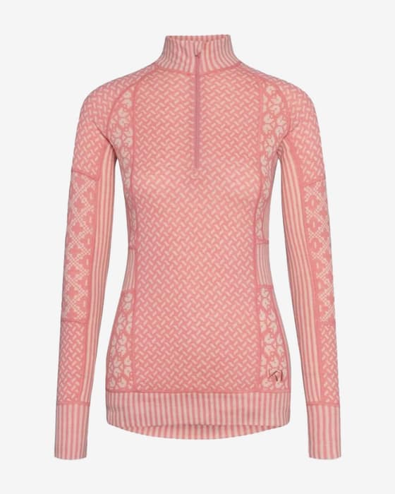 Camiseta interior Kari Traa Smekker Half-Zip manga larga rosa claro blanco mujer