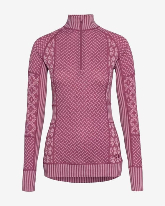Camiseta interior Kari Traa Smekker Half-Zip manga larga violeta oscuro blanco mujer