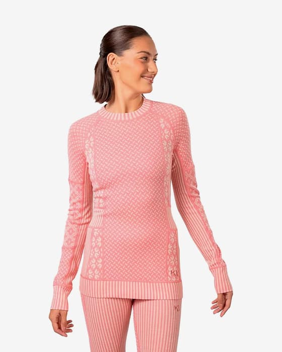 Camiseta interna Kari Traa Smekker manga larga rosa puro blanco mujer