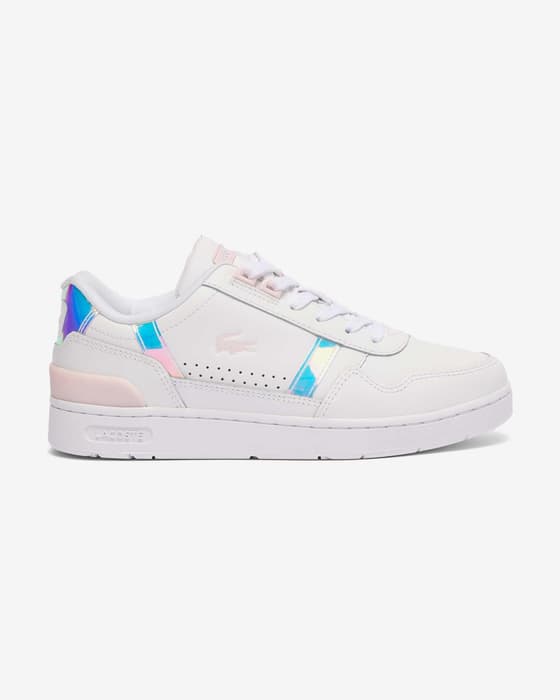 Zapatillas Lacoste T-Clip Leather Details blanco azul rosa mujer