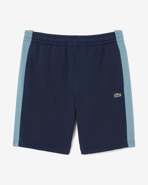 Short Lacoste Cotton Fleece Colour-Block bleu marine bleu clair