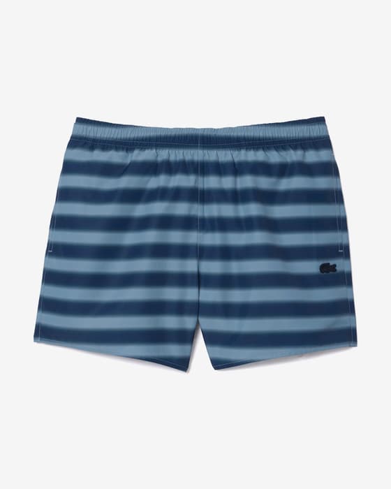 Bañador Lacoste Striped Swim azul marino azul claro