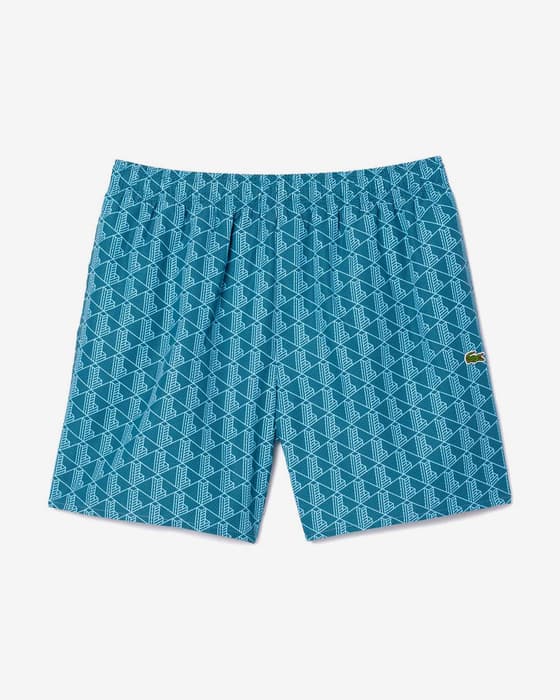 Bañador Lacoste Mid Length Monogram Print azul