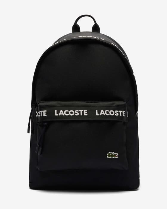 Mochila Lacoste Logo Neocroc negro blanco