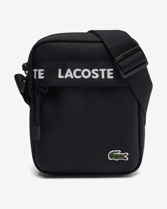 Bandolera Lacoste Vertical Neocroc negro blanco