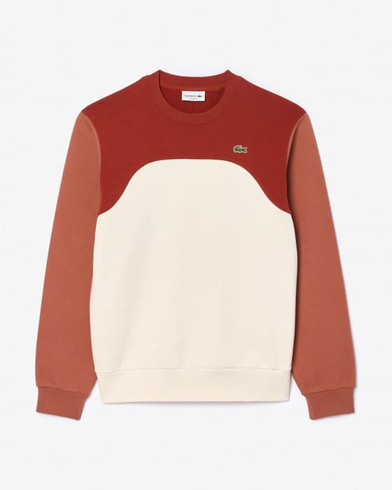 Sudadera Lacoste Colour-Block Cotton rojo blanco