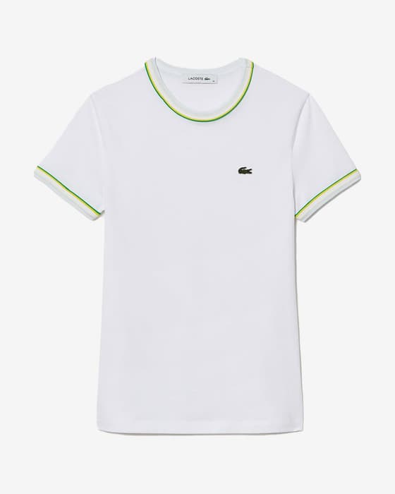 Lacoste Contrast Accent Short Sleeve T-shirt white green Women