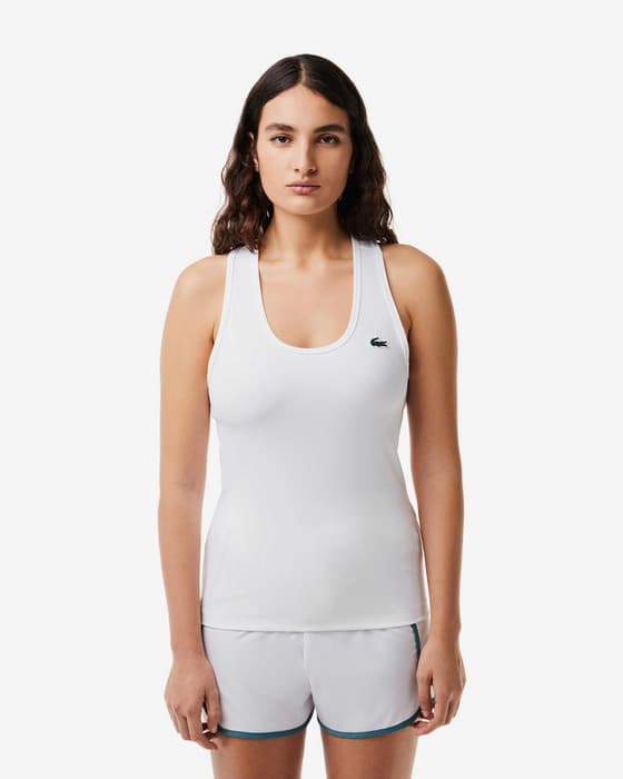Camiseta Lacoste Logo sin mangas blanco mujer