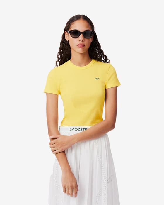 Camiseta Lacoste Basic manga corta amarillo mujer