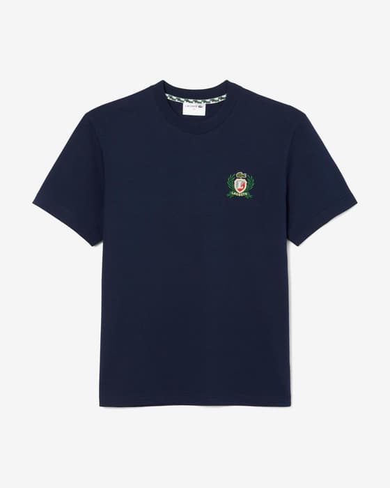 Lacoste French Made Embroidered Short Sleeve T-shirt navy blue