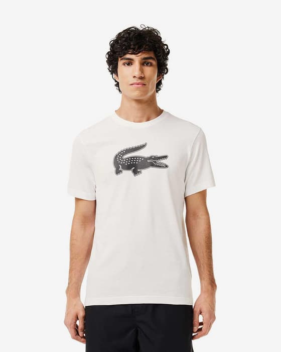 Camiseta Lacoste Sport Crocodile manga corta blanco negro