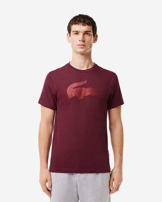 Camiseta Lacoste Sport Crocodile manga corta rojo oscuro