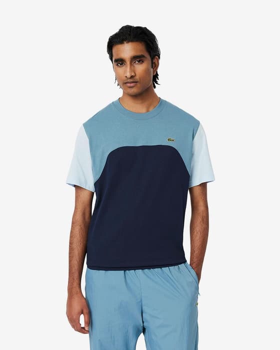 Camiseta Lacoste Cotton Jersey Colour-Block manga corta azul marino
