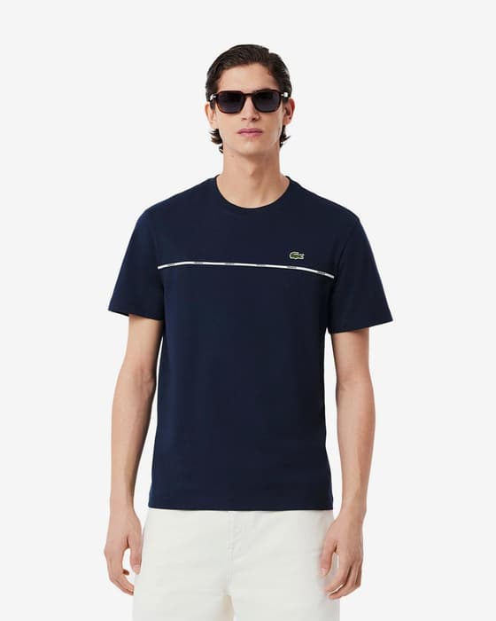 Camiseta Lacoste Trim Cotton manga corta azul marino