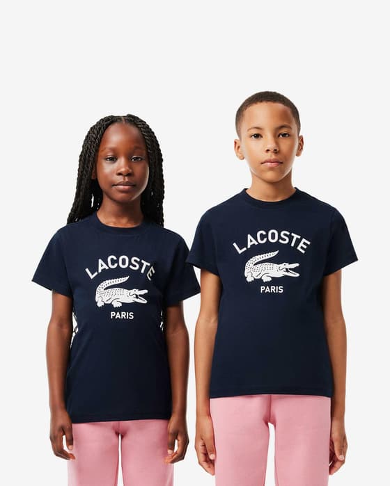 T-shirt Lacoste Graphic Logo manica corta blu navy bambini