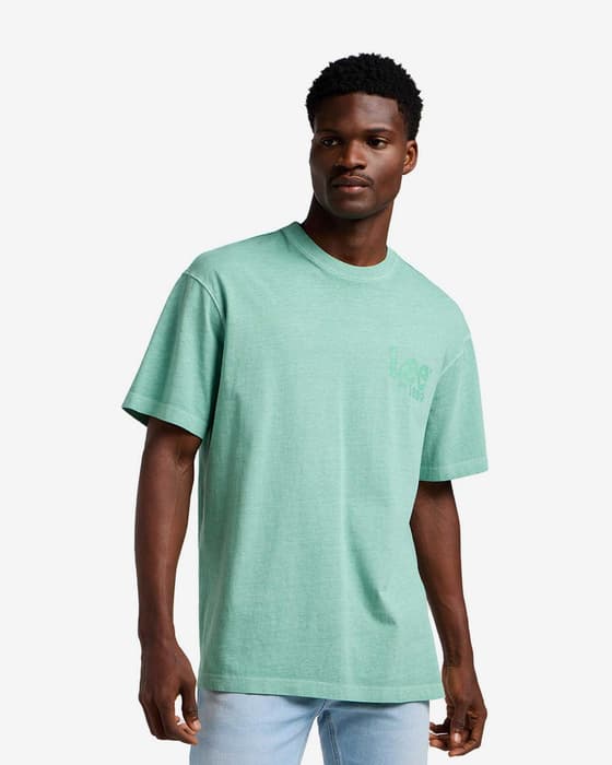 Camiseta Lee Loose Logo manga corta verde menta