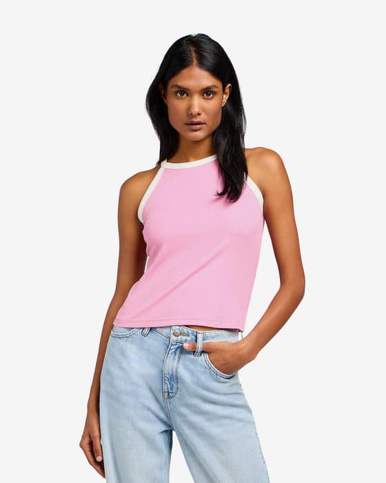 Camiseta Lee Cropped Halter sin mangas rosa mujer