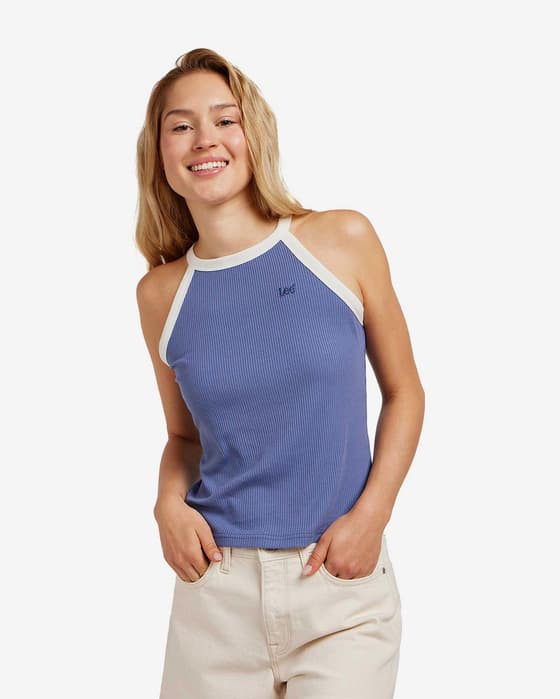 Camiseta Lee Cropped Halter sin mangas lila mujer