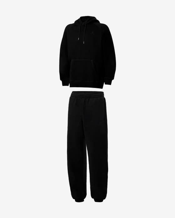 Zestaw bluza z kapturem Leffort Sweat Oversized + spodnie długie Leffort Sweat Oversized czarne