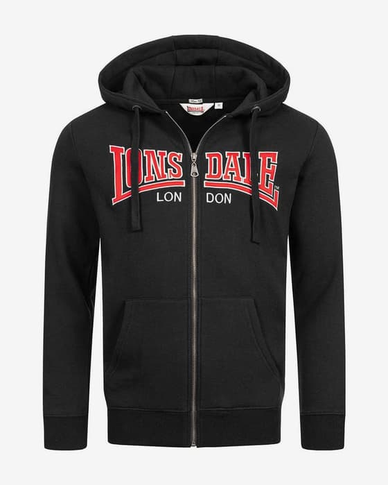 Sudadera con capucha Lonsdale Birmingham Full Zip negro blanco