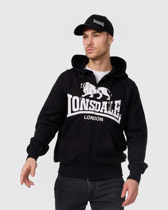 Sudadera con capucha Lonsdale Krafty Full Zip negro blanco
