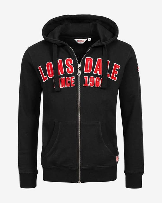 Sudadera con capucha Lonsdale Paignton Full Zip negro rojo