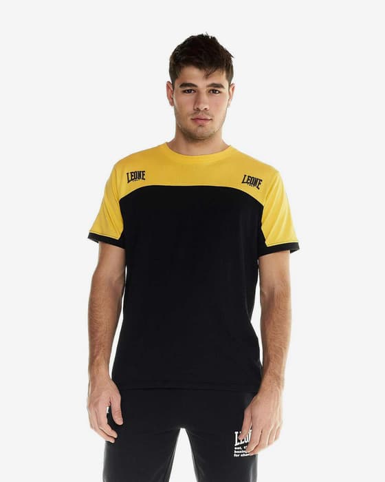 Camiseta Leone 1947 Color Block Active manga corta negro amarillo