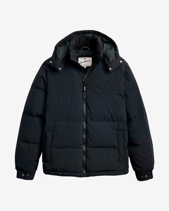 Chaqueta con capucha Levi's Rockridge Short Puffer negro puro