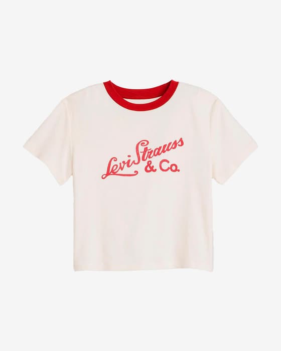 Camiseta Levi's GR Essential Sporty manga corta blanco crudo rojo mujer