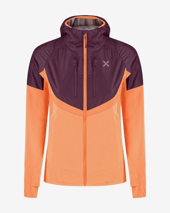 Chaqueta con capucha Montura Spitze Hybrid naranja lila oscuro mujer