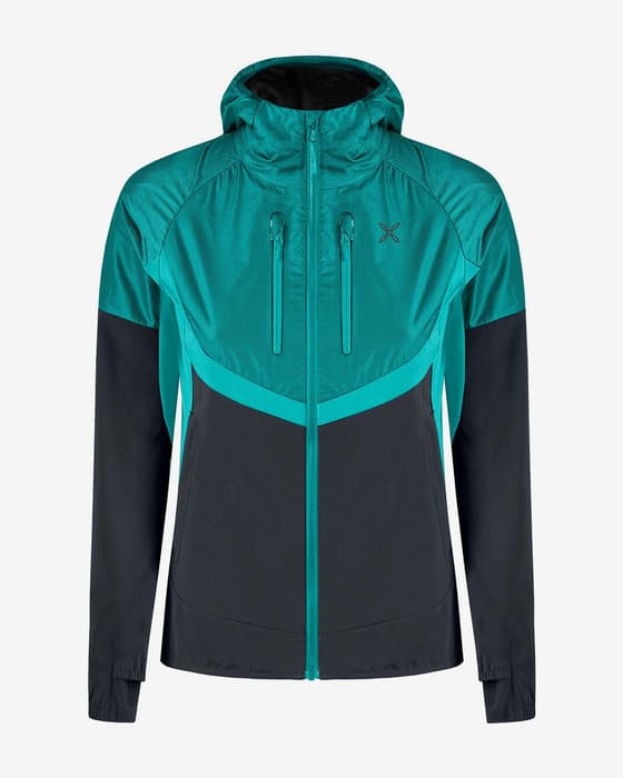 Chaqueta con capucha Montura Spitze Hybrid azul turquesa negro mujer