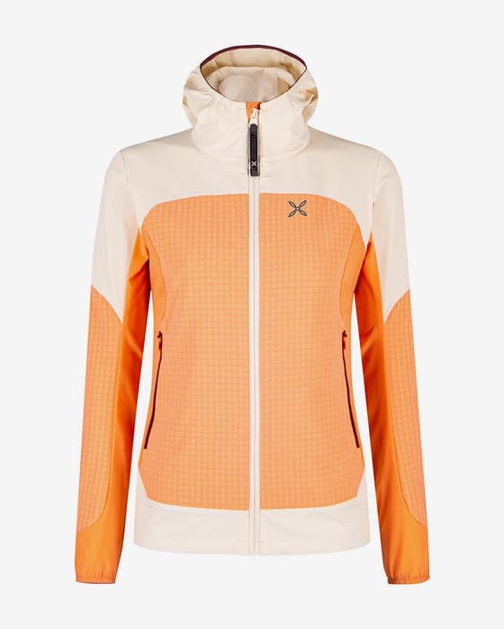 Chaqueta con capucha Montura Seed naranja blanco perla mujer