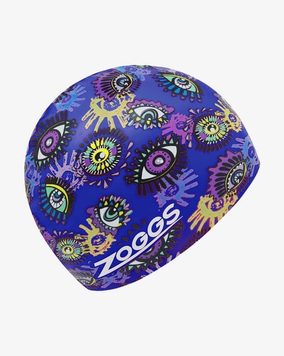 Gorro de natación Zoggs Silicone Printed lila azulado verde