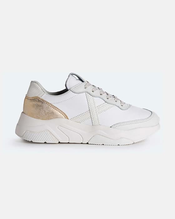 Zapatillas Munich Wave blanco dorado