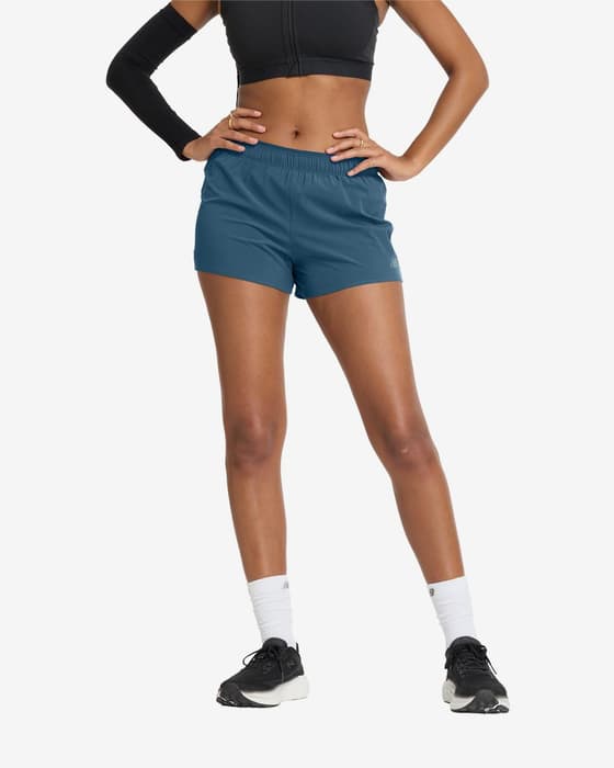 Calções New Balance RC Seamless Short 3 Inch azul marinho mulher