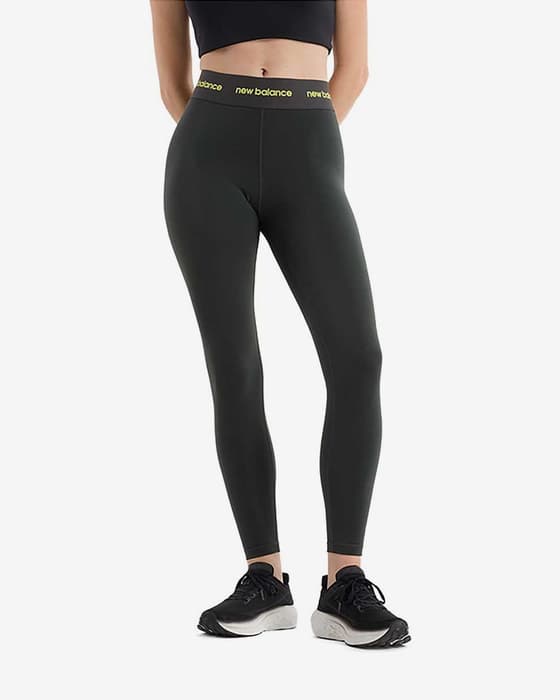 Malla larga New Balance Sleek High Rise Sport verde oscuro mujer