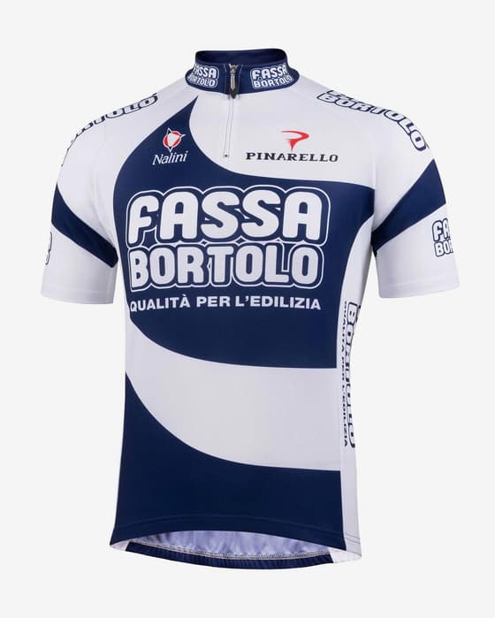 Maillot Nalini Fassa Bortolo manche courte bleu marine blanc