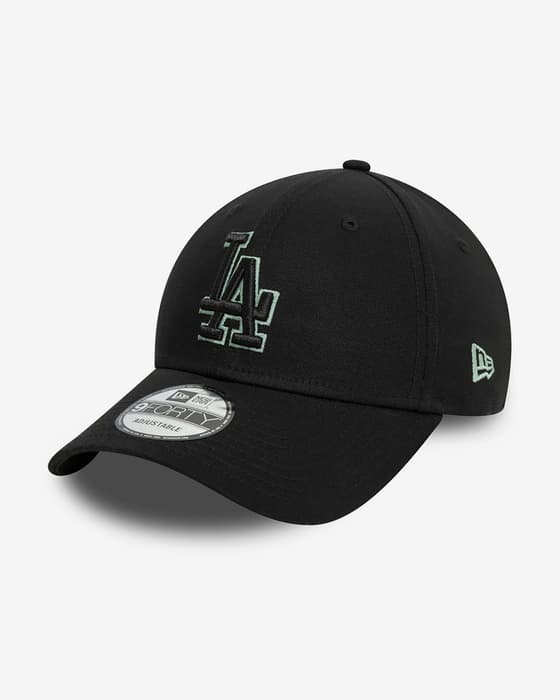 Cappellino New Era Team Outline 9FORTY Los Angeles Dodgers nero puro verde
