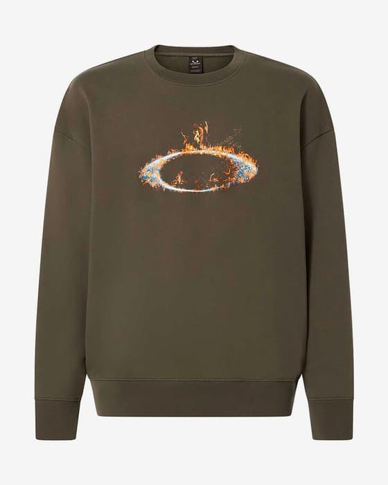 Sudadera Oakley MTL Solar Rail Crew verde oliva naranja