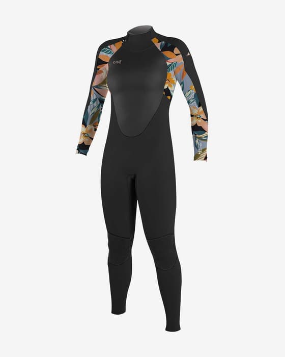 Combinaison en néoprène O'Neill Epic 4/3mm Back Zip Full noir orange rose femme