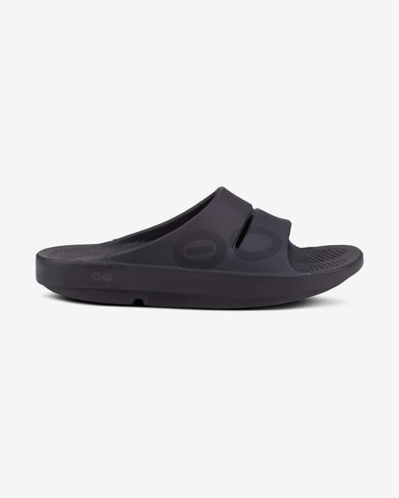 Chanclas OOFOS Recovery OOAHH Sport gris oscuro mujer