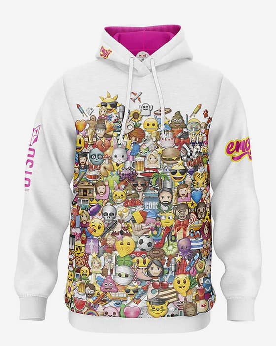 Sudadera con capucha Otso Emoji Big Wave blanco rosa